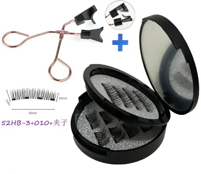 12pcs Magnetic False Eyelashes Magnetic Half Eyelashes Double Box With Mirror Applicater Reusable Beauty Eye Makeup Set