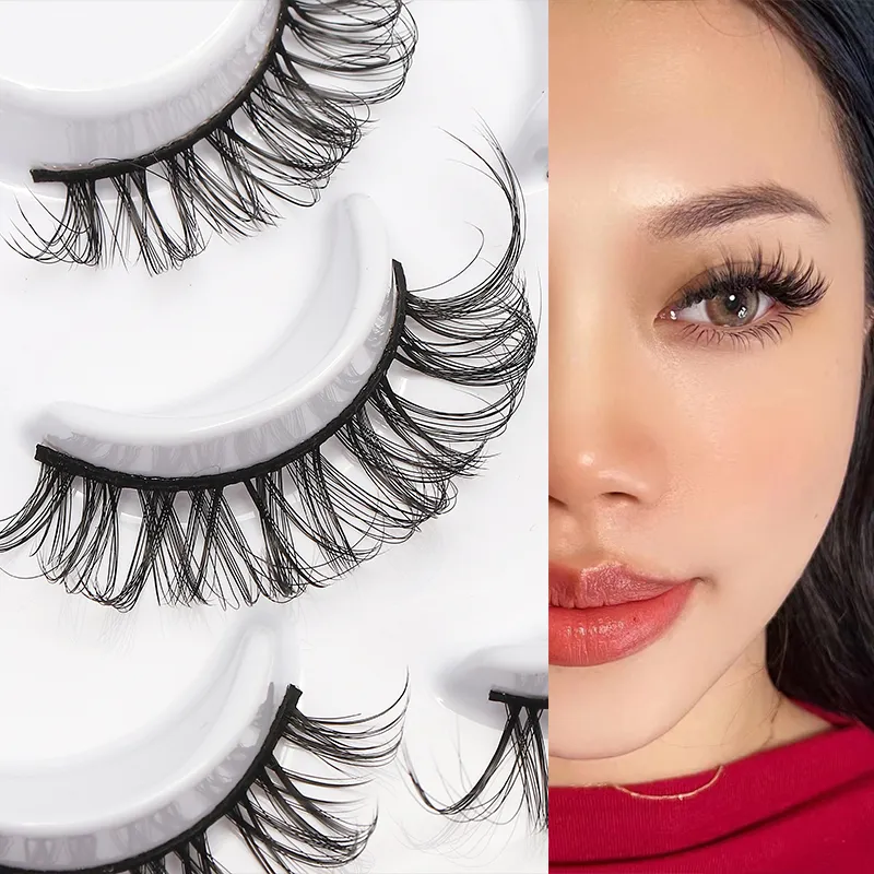 10 Pairs Russian DD Curl Bulk Fluffy Strip Lashes Natural Soft False Eyelashes Reusable Handmade Eye Lashes for Daily&Party — image 4