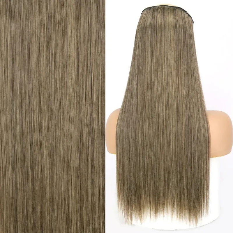 Synthetic No Clip Invisible Wire Hair Extensions Straight Black Blonde One Piece False Hairpiece Hair Extension — image 17