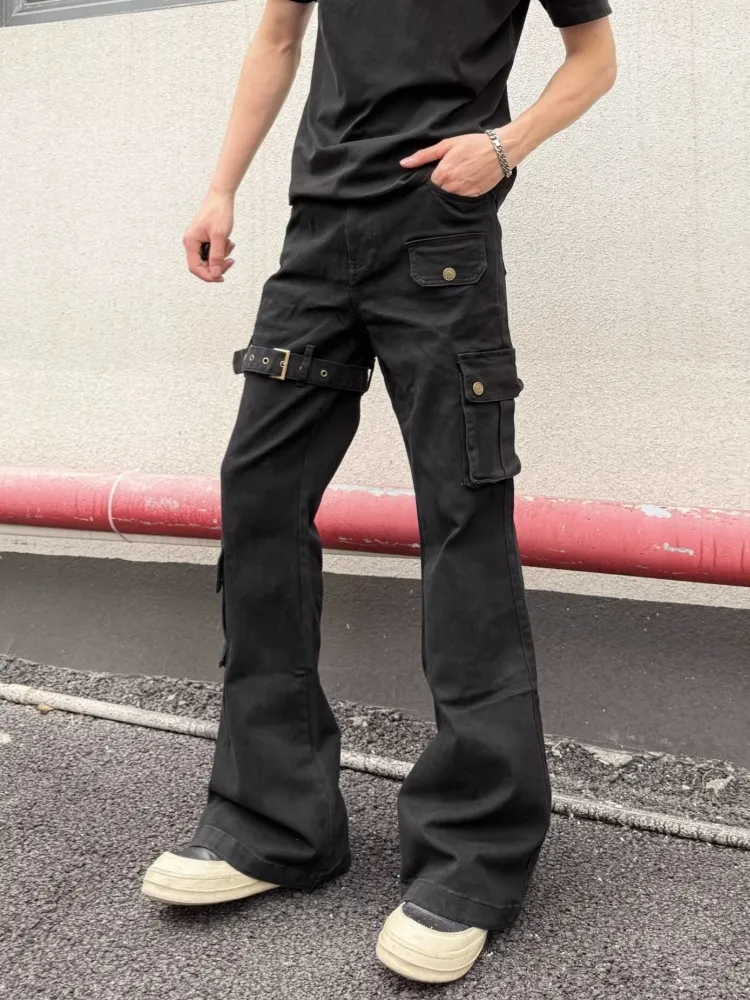 2026 Ropa Y2K Style Black Slim Flare Cargo New Jeans Pants For Men Designer Clothes Dark Streetwear Women Luxury Long Trousers — image 4
