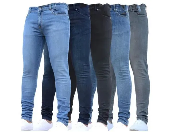European and American New Style Tight and Personalized Popular Jeans 2024 Fashion Men's Elastic Solid Color Slim-fit Pants — image 6