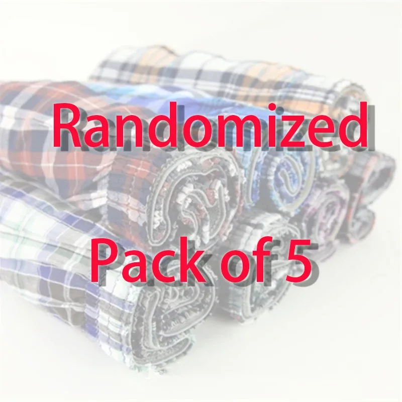 5PCS Cotton Men's Panties Casual Home Men's Boxer Breathable Men's Sports Shorts Soft Comfortable Plaid Aro Pants Underpants