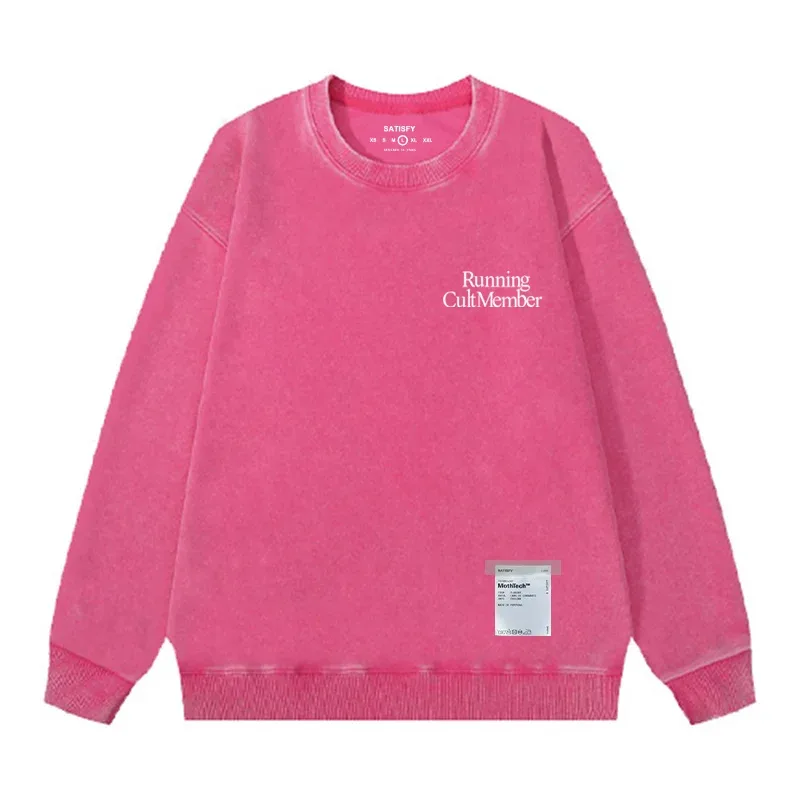 outdoor Self-Adhesive SATISFY Print Sweatshirt Round neck Jacket Street Style Loose Fit Long Sleeve Warmth for Young Men And Wo — image 17