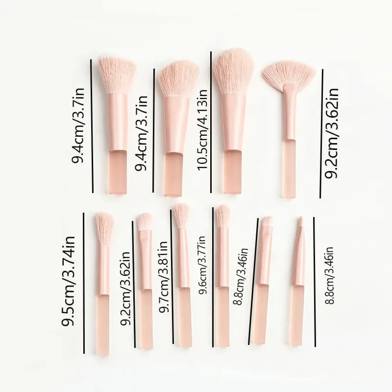 10 stk Rejse Makeup Børste Sæt Mini Makeup Børster Rejsestørrelse Lille Øjenskygge Øjenlæbestift Foundation Brush Shadow Contour Blush — image 2