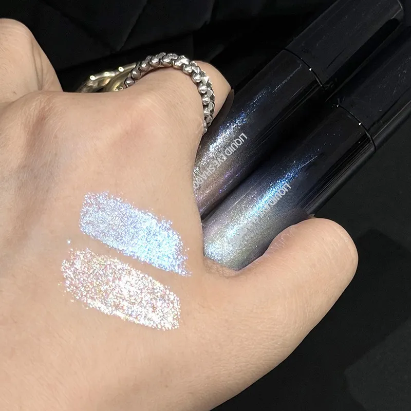 Sombra líquida com glitter, holográfica, brilhante, gelo, azul, rosa, secagem rápida, aparência molhada, lágrimas, destaque, maquiagem para os olhos, pó não voador — image 4