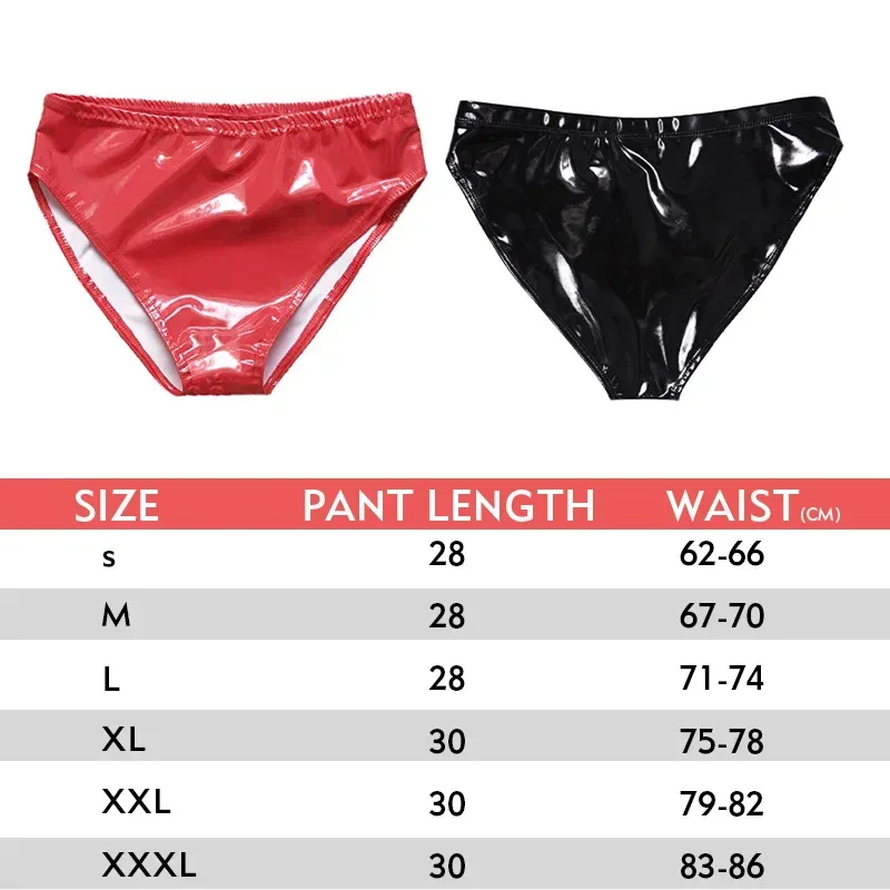 Men Sexy Latex Glossy Briefs Underwear Pvc Leather Underpants Women Patent Leather Erotic Lingerie Thongs Sissy Panties — image 4