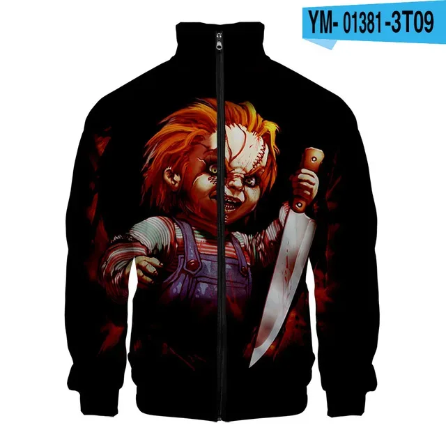 Coats Horror Movie Chucky Stand Collar Jackets Seed of Chucky Sweatshirt Cosplay Costume Long Sleeve Zipper Hoodies