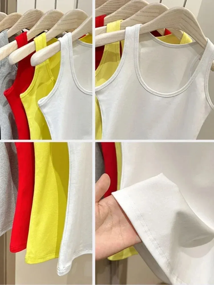 New Korean Style U-Neck Sleeveless Strap Tank Tops Slimming Base Layer Top Fashion Minimalist Design Summer Female Solid Camis — image 6