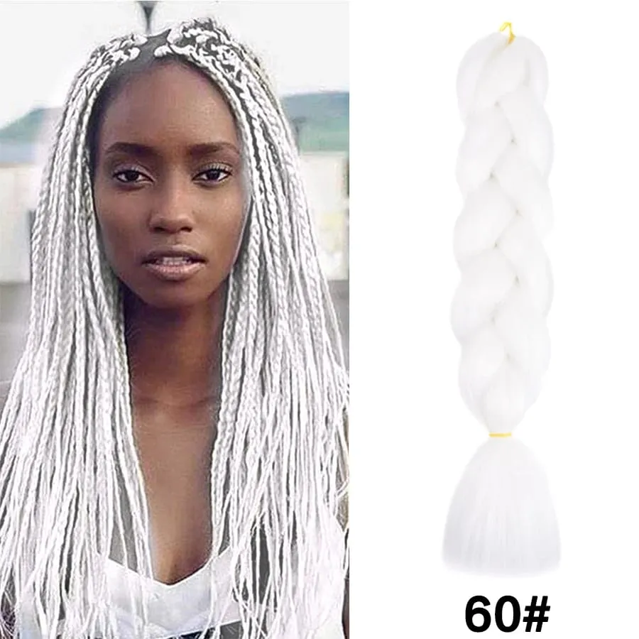 24 Inch Synthetic Jumbo Braid Pure And Ombre Braiding Hair Extensions For Women DIY Jumbo Hair Braids Black Green Gray Brown — image 15