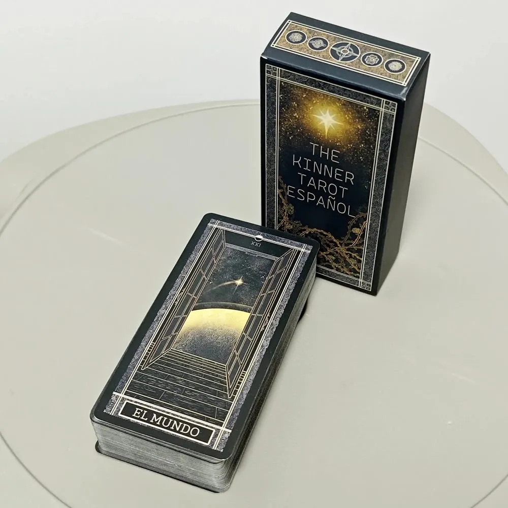 Kinner Tarot Deck A Cosmically Inspired Hand-drawn Complete 78 Card Traditional Tarot Deck 11*5.3cm In Spanish Espanol Language — image 4