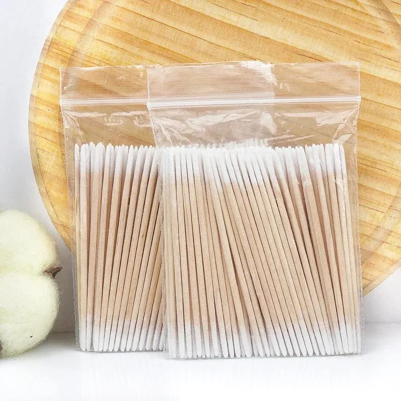 100/300Pcs Disposable Ultra-small Cotton Swab Brush Lint Free Micro Wood Makeup Brushes Eyelash Extension Glue Removing Tools — image 1