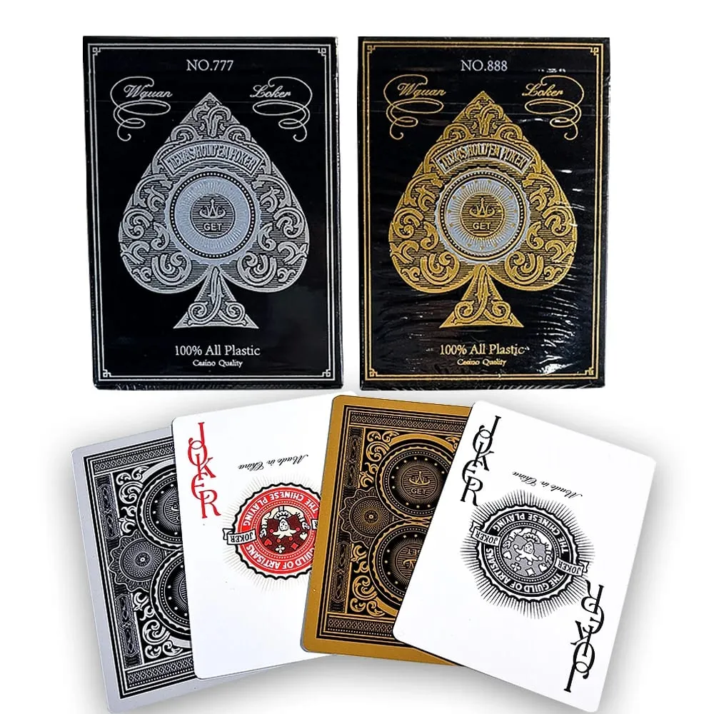 Premium Gold Edge Silver Edge Playing Cards PVC Plastic Waterproof Durable Poker Cards Large Character Deck of Cards for Parties — image 3