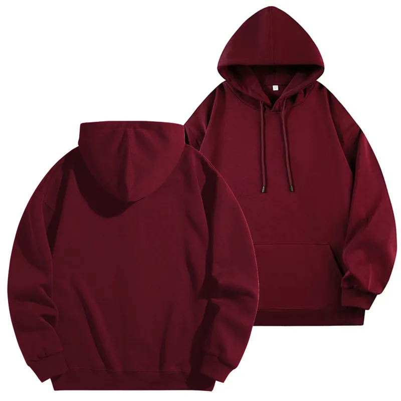 Logo Tersuai DIY Sweatshirt Bertudung Hitam Kapas Tulen Pullover Lengan Panjang Atasan Kasual untuk Lelaki Dan Wanita Fesyen Musim Sejuk Musim Gugur — image 13