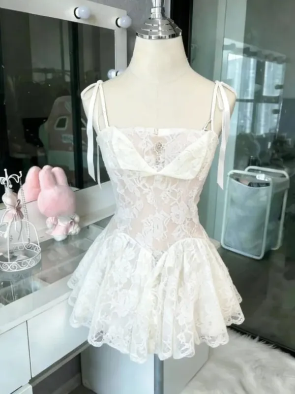 French Style Sweet Cute Polka Dot Splicing Dress Lace Bow Korean Fashion Dresses New Design Slim Waist Lady Y2k Mini Dress — image 10