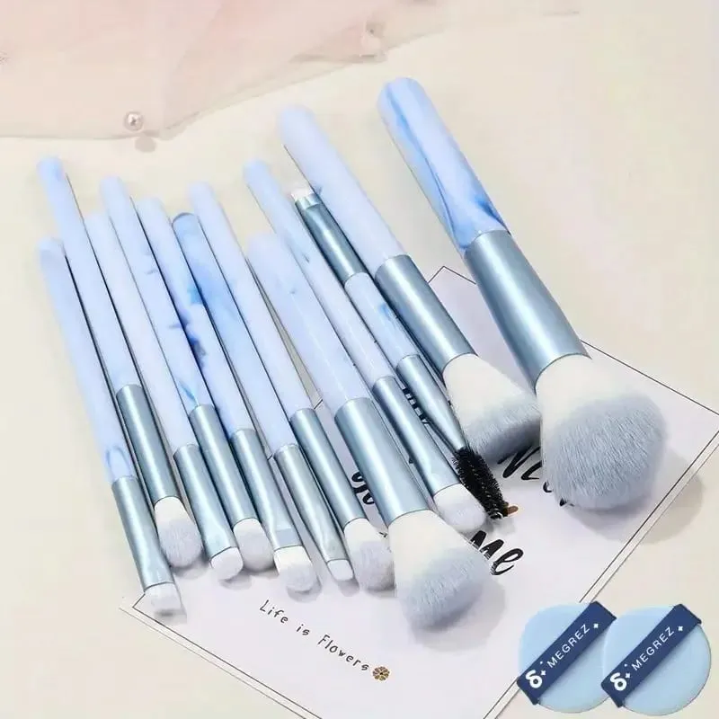 12PCS Makeup Brush Set Blue Foundation Concealer Blush Powder Eye Shadow Kabuki Blending Cosmetic Soft Fluffy Female Makeup Tool — image 9
