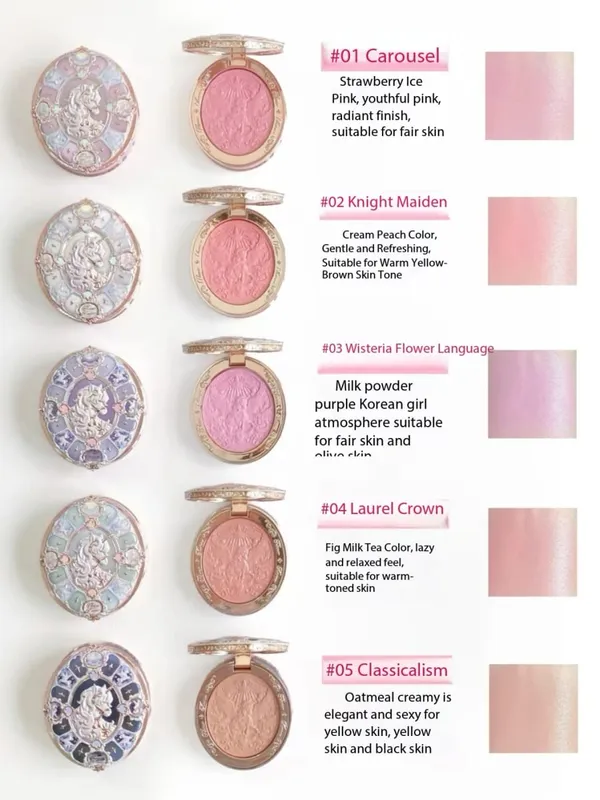 Flower Know Knight Unicorn Series 11PCS Makeup Set 6-color Eyeshadow Freeze-dried Cheek Red Lip Gloss Eyeliner Cushion
