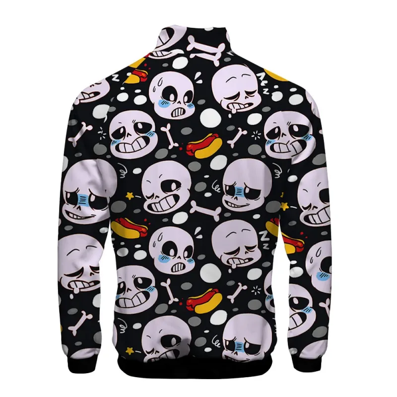 Luxuriöse beliebte Sans Undertale 3D-Druck-Reißverschluss-Raglanjacke Windjacke Jungen/Mädchen Bequeme Stehkragenjacken Mäntel