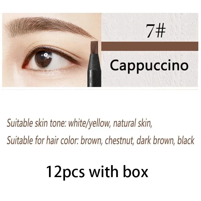 6/12PCS Eyebrow Pencil Hard Core Wholesale Makeup Pull Line Haozhuang Brand Permanent Peel off White Black Waterproof Natural — image 13