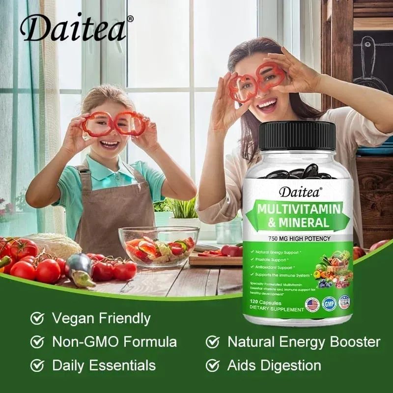 Multivitamin Capsules with Mineral Supplement To Provide Energy Prostate Skin and Eye Health Immune Support for Women and Men