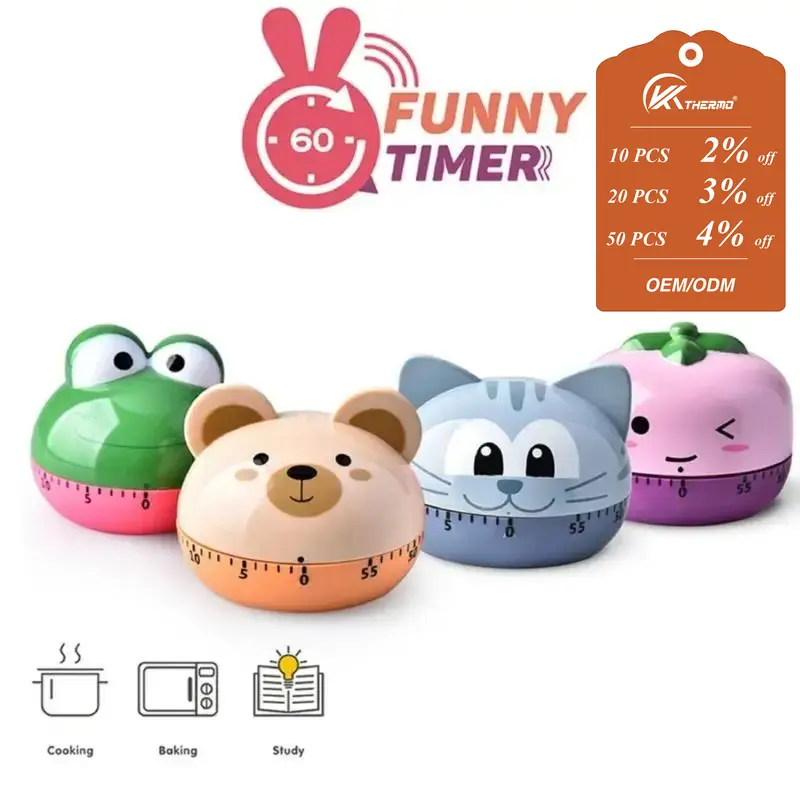 Mechanical Kitchen Timer with Cartoon Animal Pattern Cooking Alarm SCountdown Timer — image 1