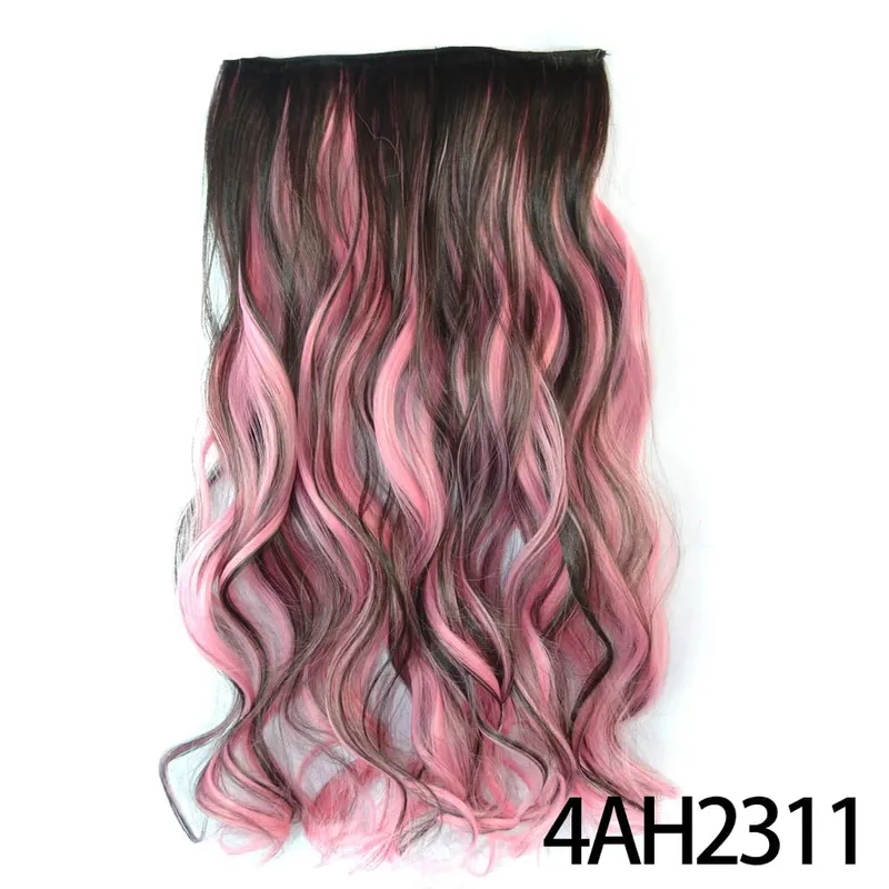 Long Straight Curly One Piece 5clips Clip-in Extensions 22Inch Heat Resistant Hairstyles Colour Mix Blonde Hair Piece For Women — image 8