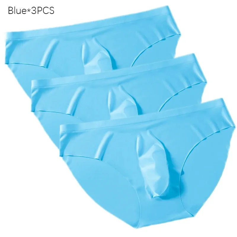 3PCS/lot Men's Ice Silk Briefs Ultra-thin Transparent Seamless Underpants 3D Pouch Sexy Quick Dry Breathable Underwear Panties — image 33