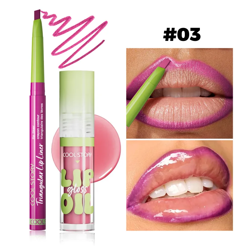 2 Buah Set Lip Liner Lip Gloss 2 In 1 Lipstik Kit Rias Kontur Bibir Halus Lipliner Matte untuk Wanita Kosmetik Kombo Minyak Menepuk-nepuk