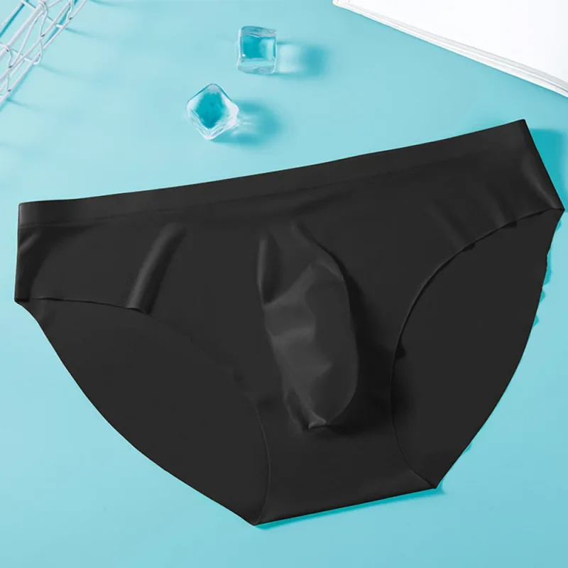 2PCS Sexy Men Briefs Ultra Thin Ice Silk Underwear High Quality Breathable Underpants Summer Transparent Quick-dry Male Panties — image 13