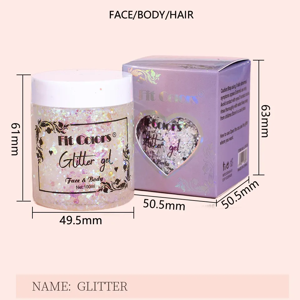 100ml Glitter Gel Eye Shadow Liquid Face Body Large Sequin Gel Multifunctional Colorful Loose Sequins Cream Party Decoration — image 6