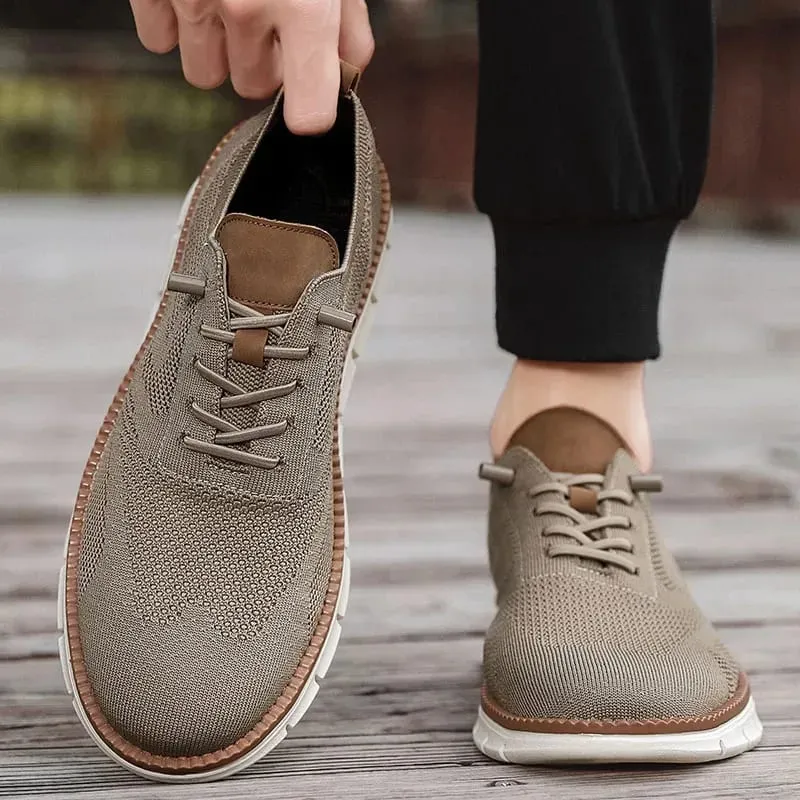 Men Casual Shoes Classic Breathable Brogue Flats Cushioning Color Blocking Design Dress Shoes Versatile Sneakers lightweight — image 2