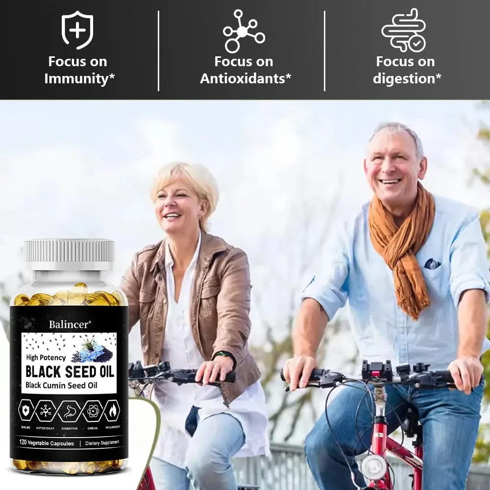 Black Seed Oil Capsules Supports Overall Health | Boosts Immune System Improves Digestion Antioxidant Non-GMO Gluten-Free