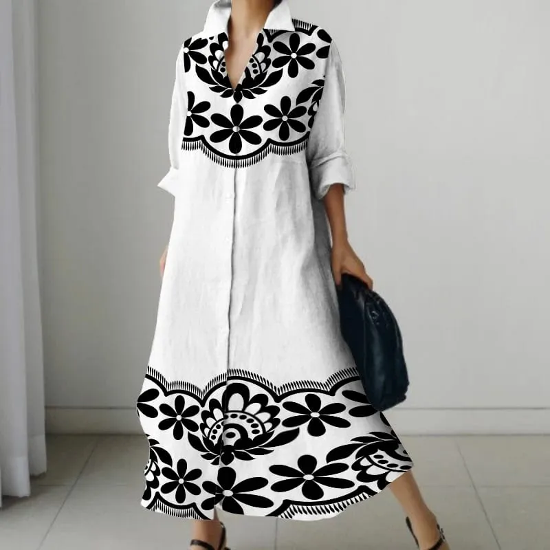 Casual Long Oversized Loose Long Sleeve Shirt Dresses Women's Elegant Repeatable V Neck Holiday Dresses 2023 Autumn — image 11