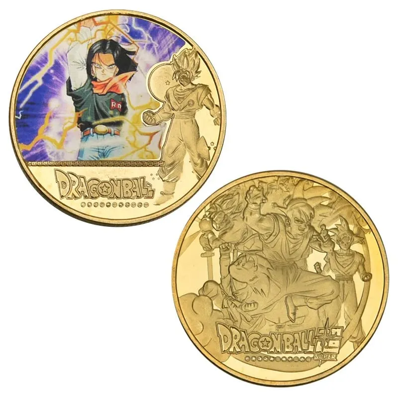 Dragon Ball Gold Plated Gold Coin Son Goku Vegeta Commemorative Coins Children Classic Anime Peripherals Collection Toy Souvenir