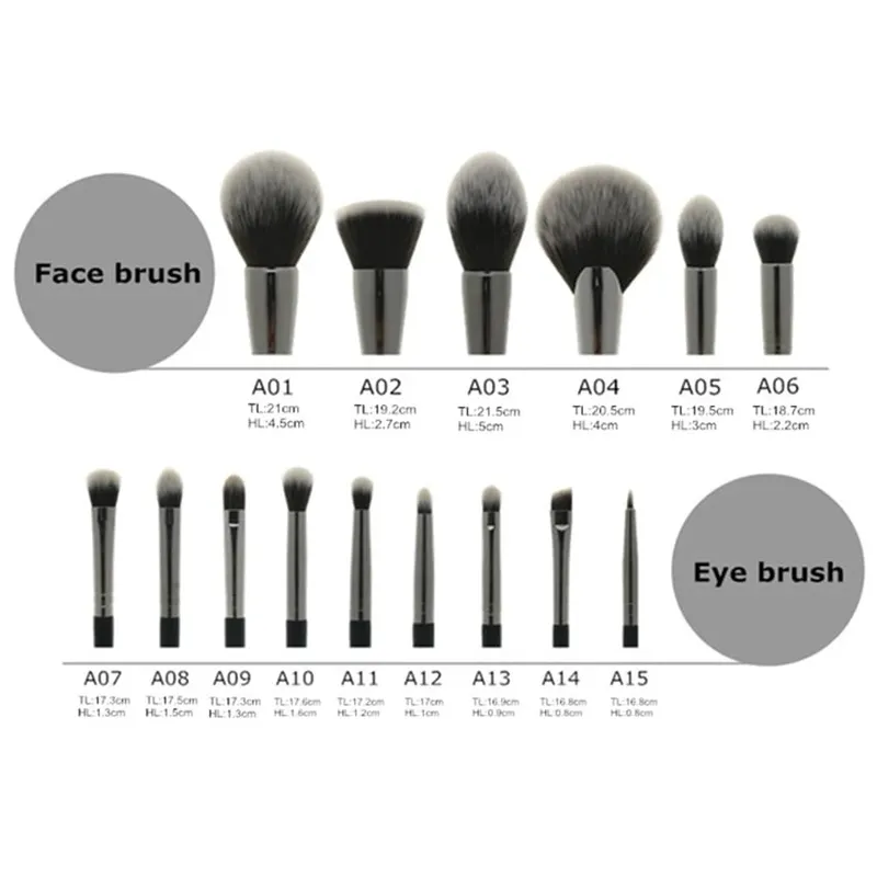 Sywinas Makeup Brush Set Kit 15pcs High Quality Black Natural Synthetic Hair Professional Makeup Brushes Tools — image 6