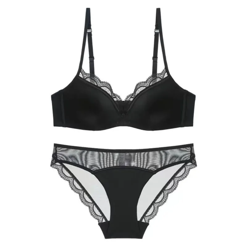 French Lace Underwear Female Breathable Thin Section Adjustable Anti-Sagging Comfortable Sex Lace Small Breasts Gathered Bra