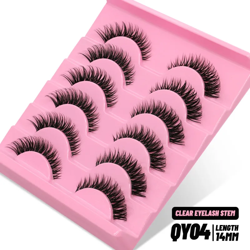 Cat eye Lashes 5/6 pairs Clear Band Lashes Natural Look 6D Wispy Eyelashes False Lashes Eyelashs Extension