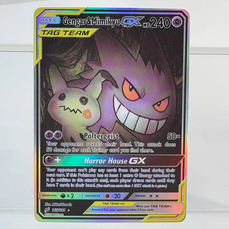 PKM Foil Proxy Card GENGAR&MIMIKYU GX DARK GENGAR Hobbies Game Collection Battle The best gift PTCG Card — image 1
