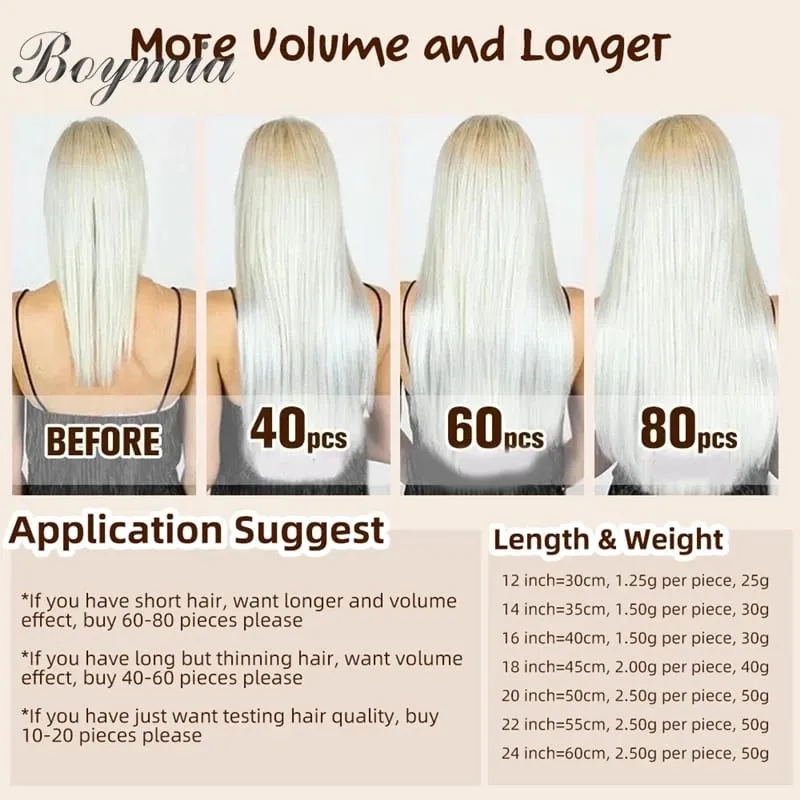 Boymia Tape In Human Hair Extensions 12"-24" Natural Black Machine Remy Tape In Hair Extension Invisible Tape Hair 20pcs — image 6