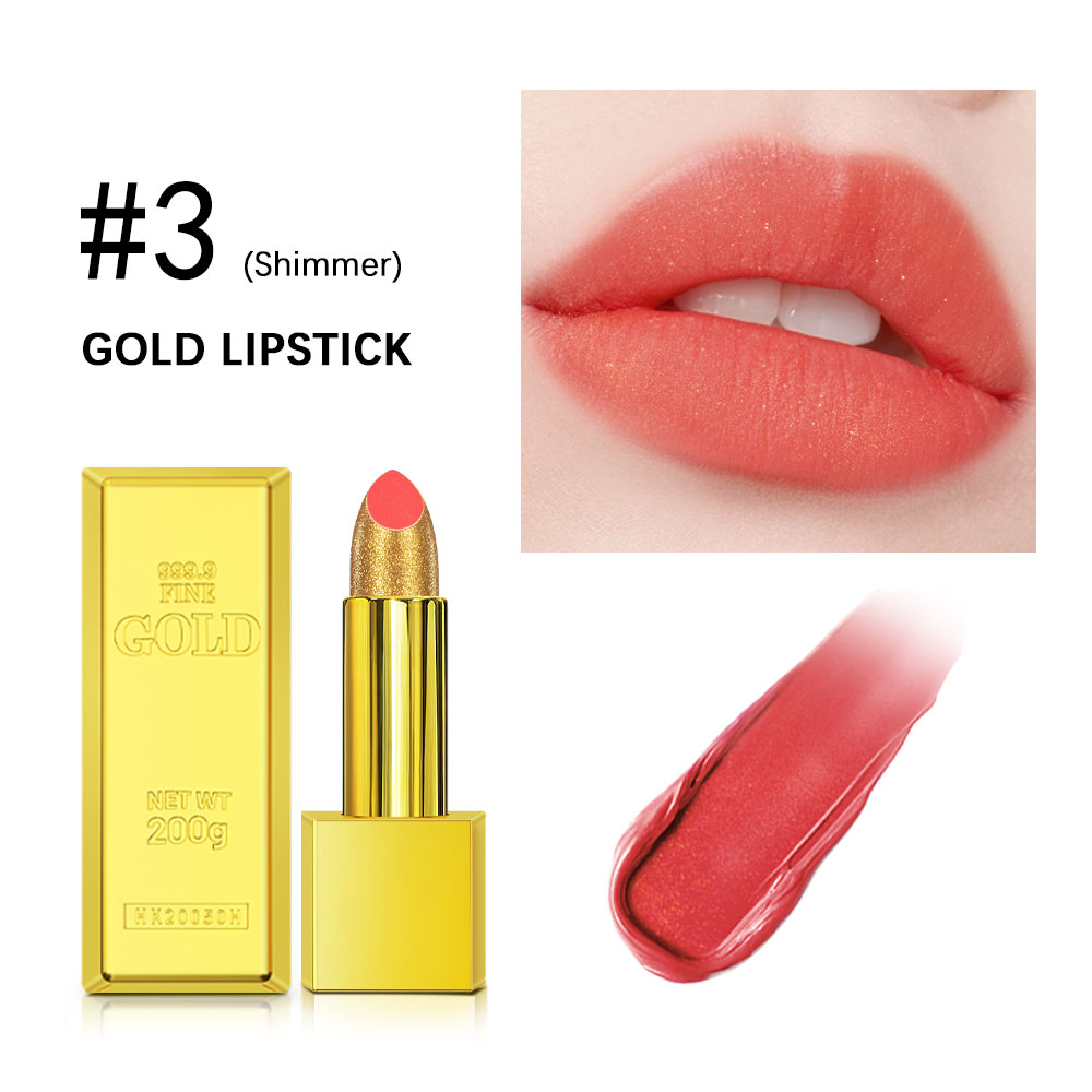 Hallowmas High-pigmented Gold Lipstick Shiny Metallic Matte Velvet Waterproof Long Lasting Sexy Gold Lip Gloss Women Lip Makeup — image 13