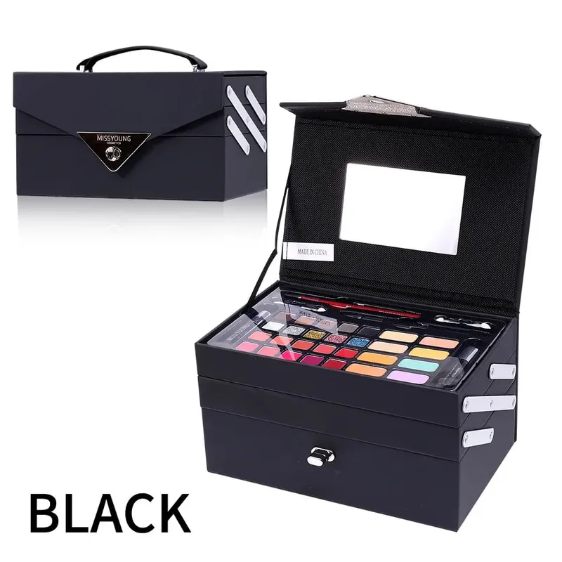 Cosmetic makeup set gift box matte lipstick powder blusher concealer highlight multi-color pearl matte eyeshadow makeup set