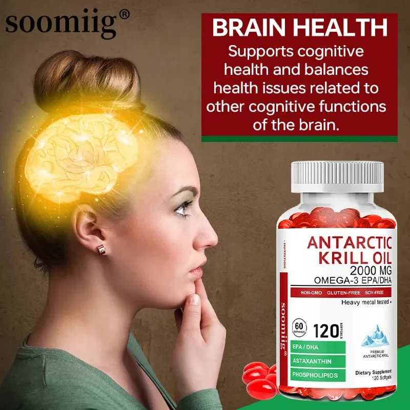 Antarctic Krill Oil - Supports Brain Cardiovascular Joint Eye & Skin Health - Omega-3 EPA DHA Astaxanthin - 120 Capsules — image 5