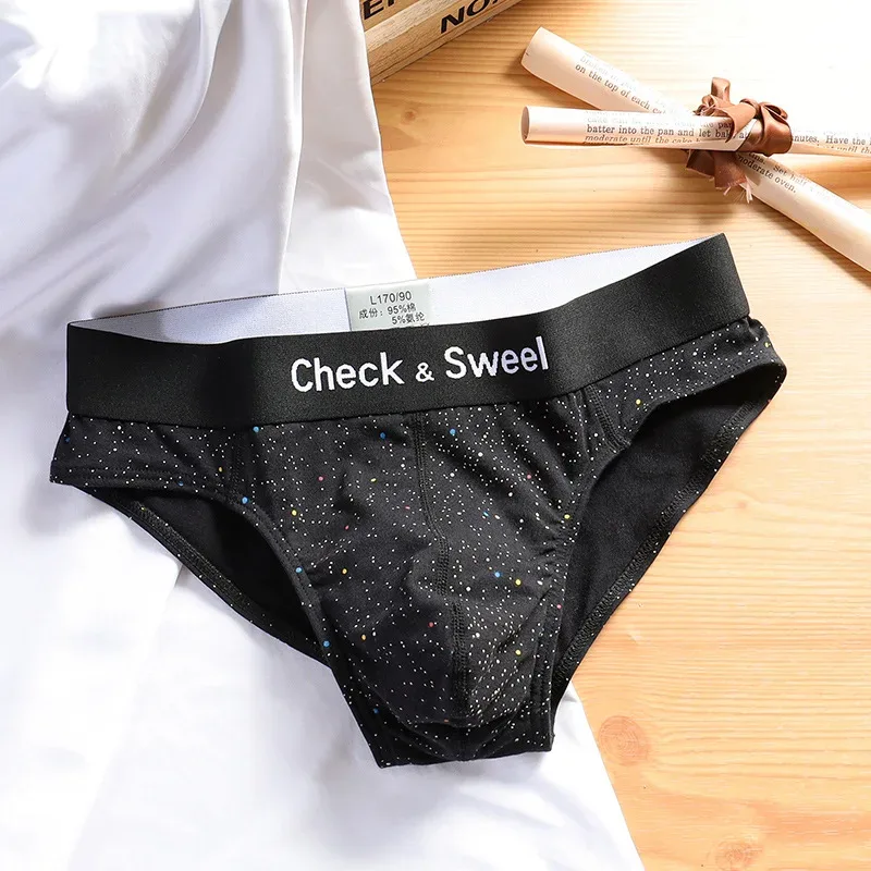 Printed Polka Dot Underwear Men's Pure Cotton Triangle Pants Summer Sports Youth Loose And Breathable Triangle Pants