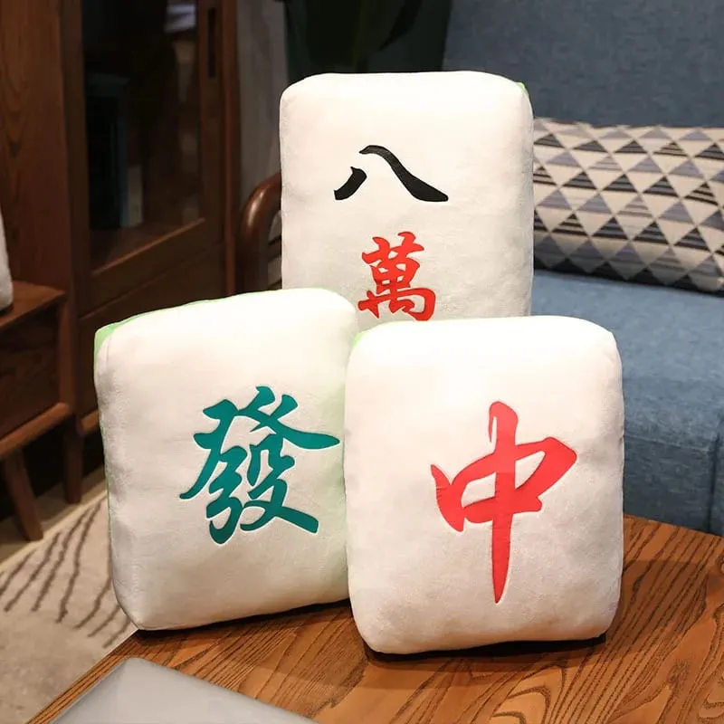 Hot 1pc Creative Mahjong Pillow Cushion Chinese Plush Toy Car Chair Backrest Mahjong Dice Funny Nap Pillow Sofa Home Decor Gift — image 3