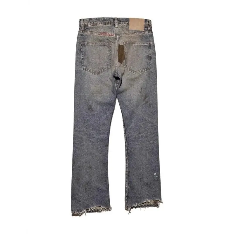 Seluar Jeans Flared Lelaki Harajuku Vintage Dibasuh Denim Seluar Patchwork Korduroi Slim Fit Kasual Streetwear Uniseks Musim Bunga Baru — image 4
