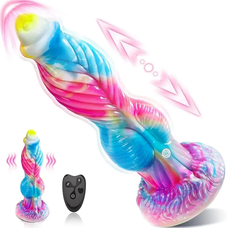 Spinta Drago Dildo Vibratore Giocattoli Del Sesso 10 "4IN1 Mostro Telecomando Spessore Dildo Ventosa Dildo Giocattoli Anali Prodotto Per Adulti — image 1