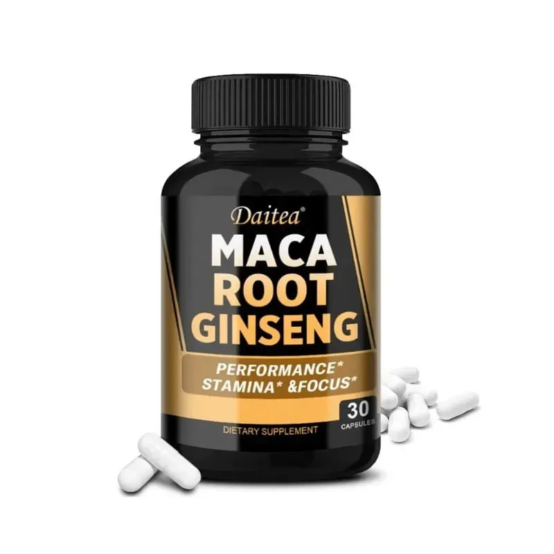 Vegan 11400mg (Yellow+Red+Black) Maca & Ginseng Root Extract - Muscle Energy & Strength Supplement - 120 Capsules