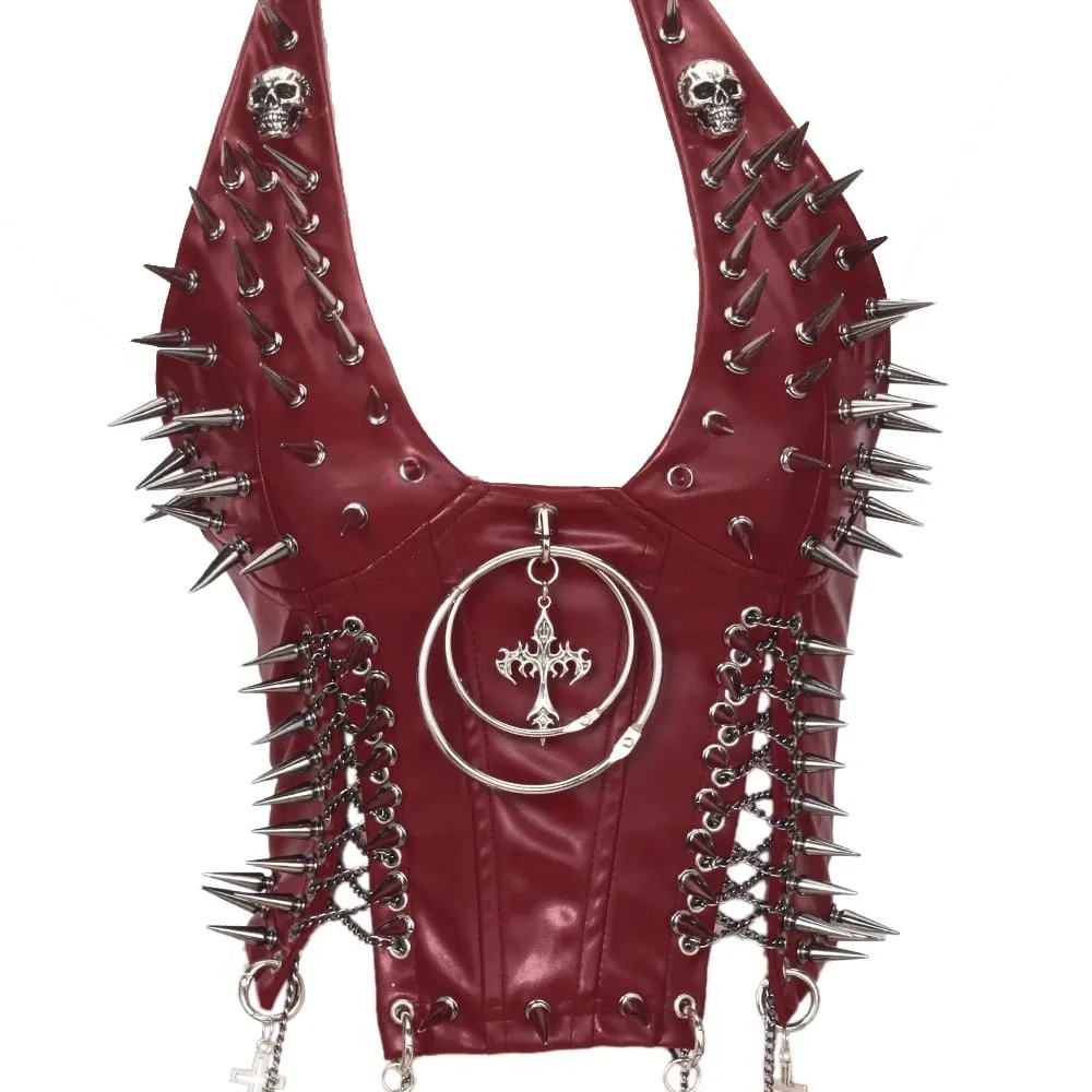 Goth Top Y2K Clothes Women's Tanks Emo Clothing Gothic Boho Tops with Spikes Punk Rock Teens Festival Spiked Bra Grunge T Shirt — image 15