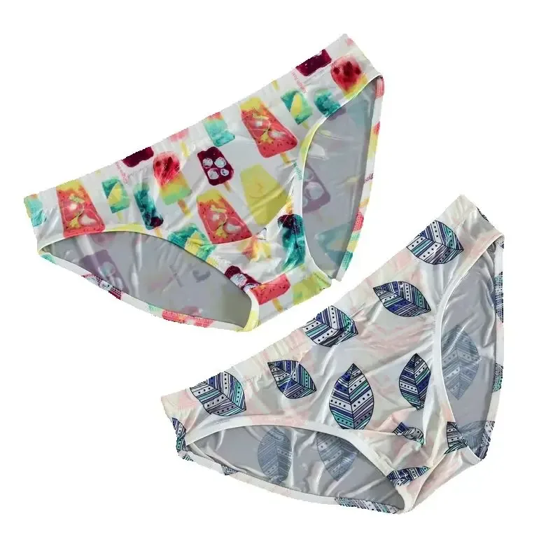 Men's Briefs Translucent Cartoon Printed Ice Silk Slippery Sexy Breathable Summer Low Waist U Convex Pouch Lingerie Underpants — image 1