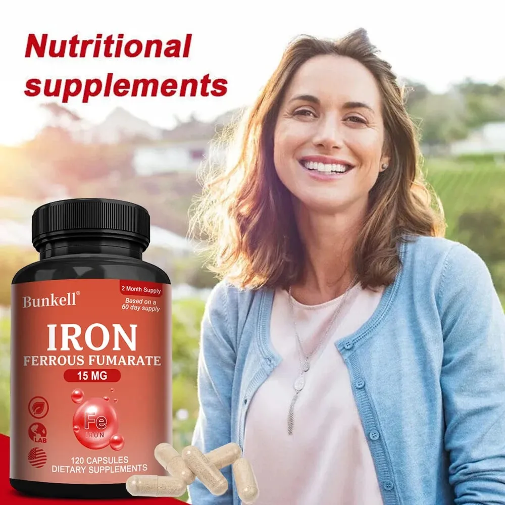 Iron Supplement - Boost Energy Improve Concentration Enhance Immune Function Reduce Fatigue Help Hemoglobin Balance Non-GMO