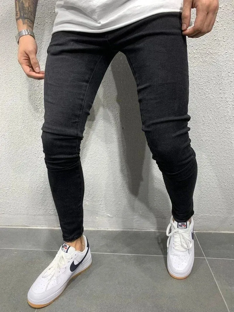 Spring Men Classic Elasticity Pencil Jeans Jean Homme Man Soft Stretch Black Biker Masculino Denim Trousers Mens Solid Pants — image 10
